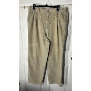 Covington Corduroy Pants Men's Beige 38 X 29 100% Cotton Pleated Casual Comfort